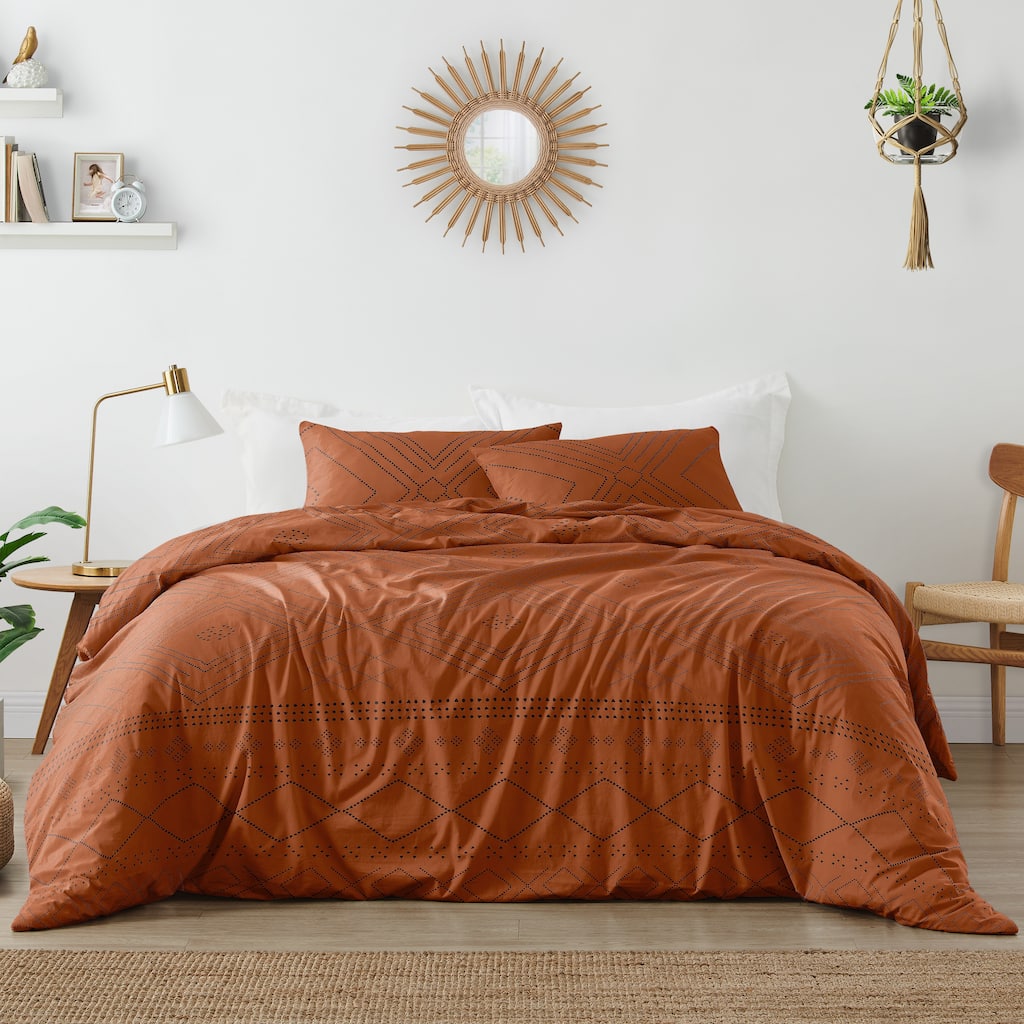 Sweet Jojo Designs Orange Boho Bohemian Tribal Neutral 3p Full/Queen Comforter Set Neutral Rust Southwest Arrow Geometric Aztec