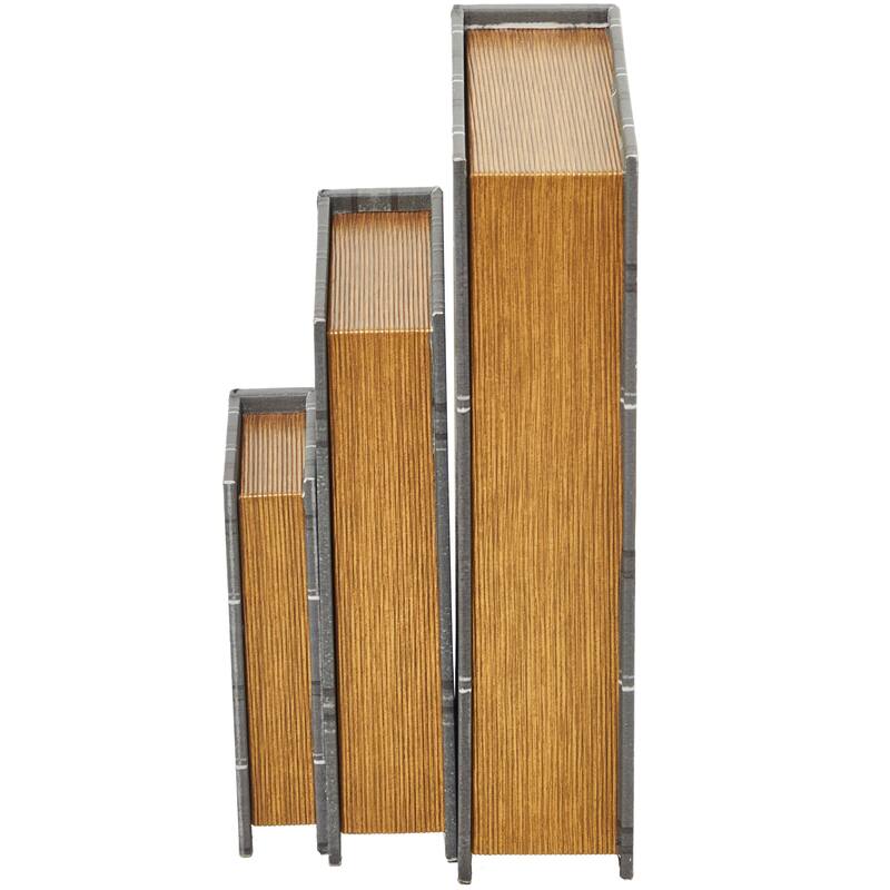 Burlap Leather Canvas Book Box Various Designs (Set of 3)