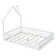 preview thumbnail 13 of 17, House-shaped Design Bed Full Size House Bed Rustic Country Floor Bed Wood Frame with Chimney, Fence Guardrail and Door