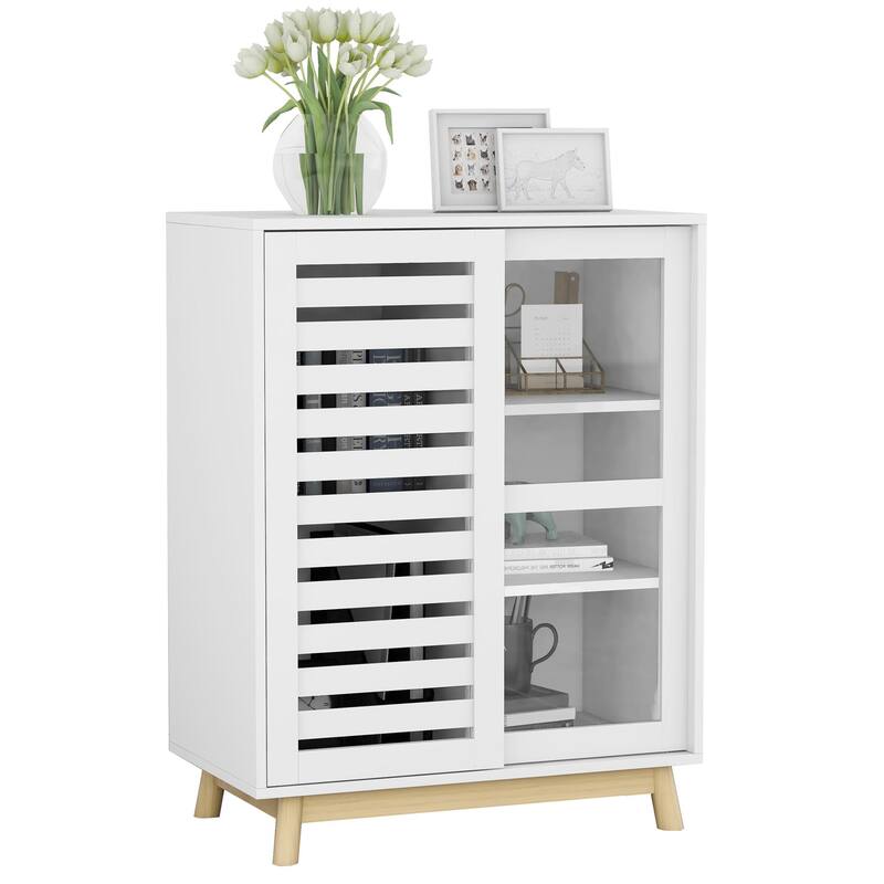 Asymmetric Sliding Door Storage Cabinet
