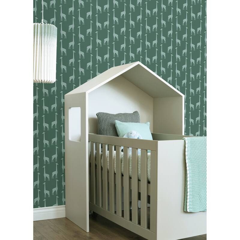 Chesapeake Vivi Teal Giraffe Wallpaper - 20.9 x 396 x 0.025