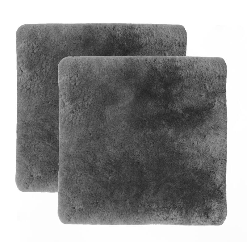 HomeRoots Set Of Two 17" X 17" Charcoal Linen Solid Color Dining Chair Pad
