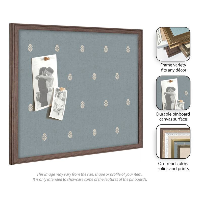 Kate and Laurel Pinboard Blue Botanical Block Print