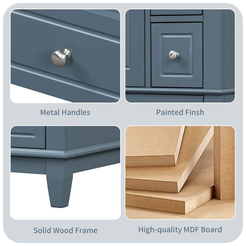 24" Bathroom Vanity with Sink, Freestanding Cabinet with Drawers and Shelves, Ceramic Top, MDF and Solid Wood