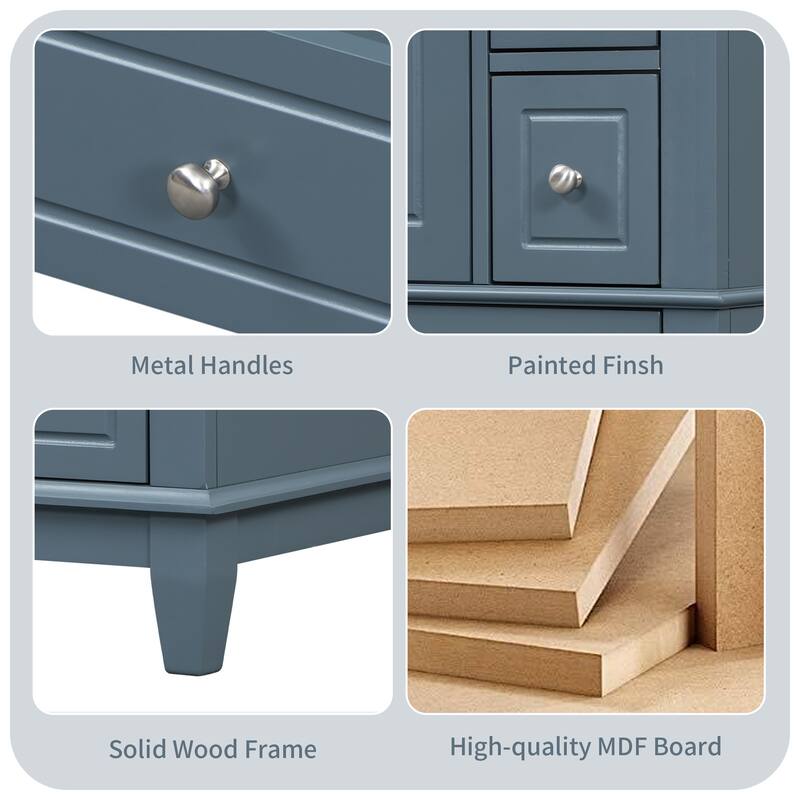 24" Freestanding Bathroom Vanity with Sink - Ceramic Top, Drawers & Shelves, MDF & Solid Wood Base, for Small Bathrooms