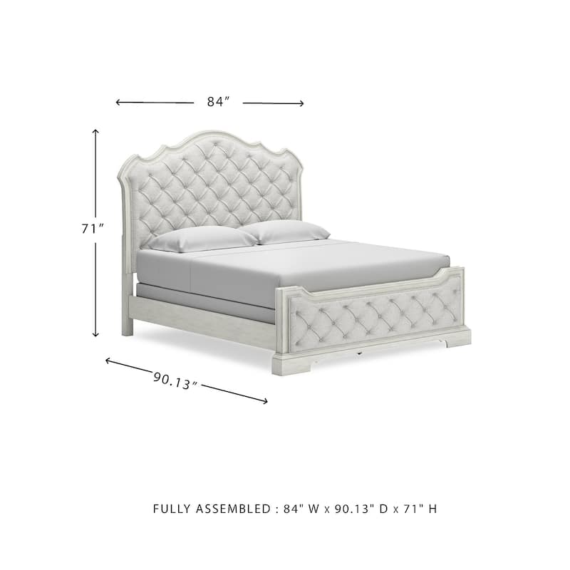 Signature Design by Ashley Arlendyne Antique White/Beige Upholstered Panel Bed