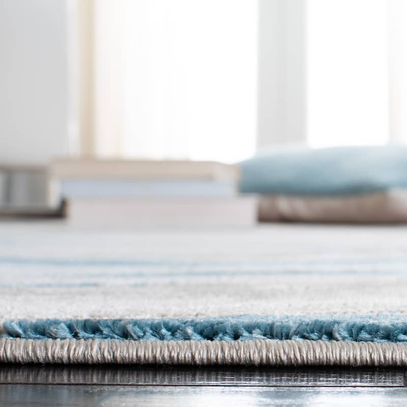 SAFAVIEH Meadow Gundela Modern Abstract Rug - 5' - Beige/Blue - Round