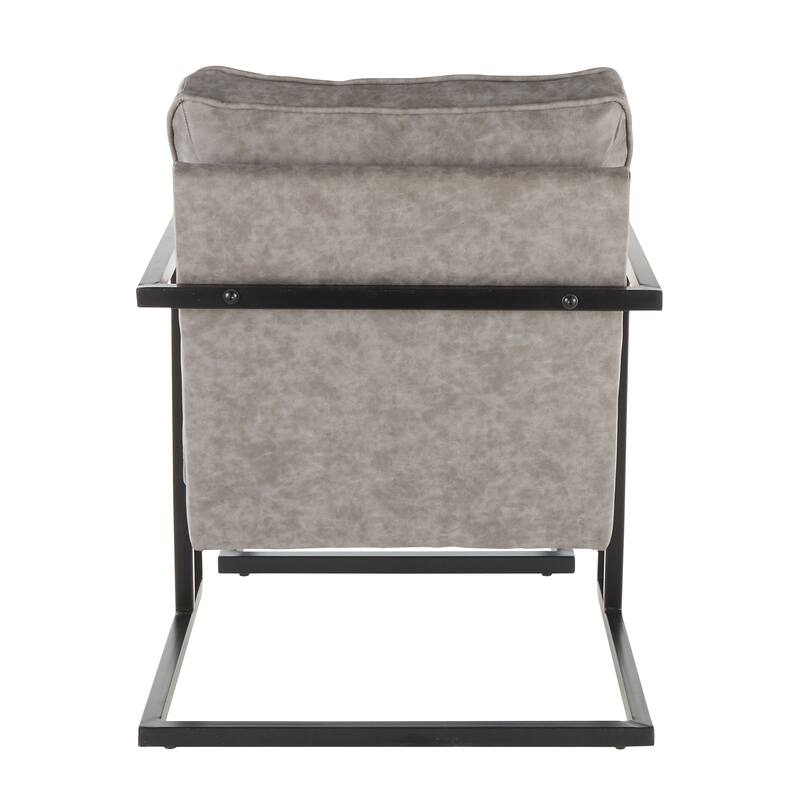 Roman Industrial Faux Leather Lounge Chair & Ottoman Set