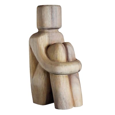 Reflection Hand Carved Suar Hardwood Tabletop Figurine Sculpture