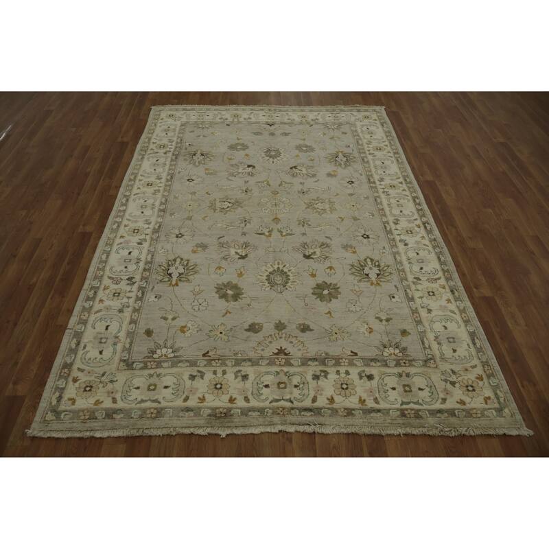 Hand Knotted Oriental 100% Wool Carpet Traditional All-Over Greys & Charcoal Ziegler Area Rug - 8' 10'' X 6' 0''