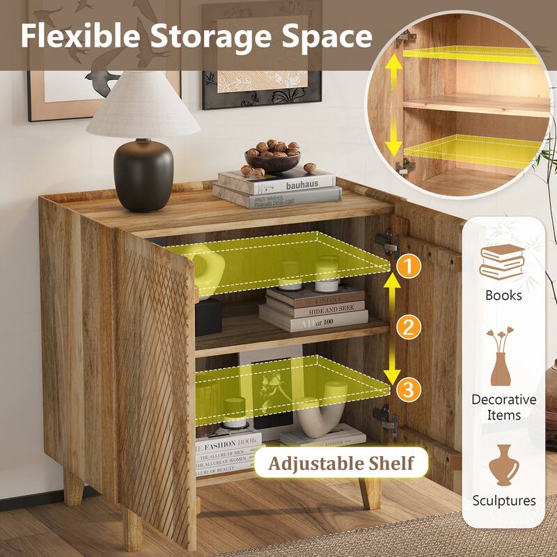 Charming Rustic Mango Wood Cabinet with Versatile Storage