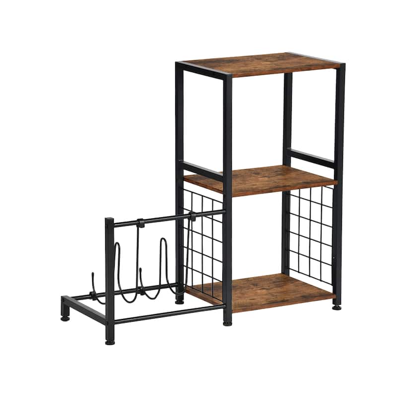 Homy Casa Record Player Stand with Media Shelves & Guitar Rack