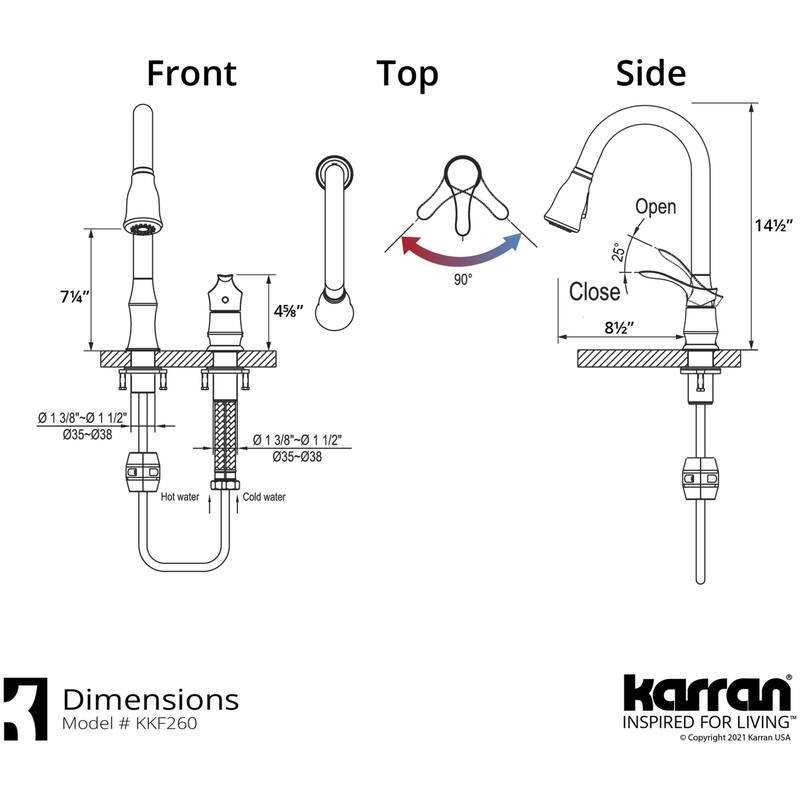 Karran USA KKF260 Hillwood 1.8 GPM Single Hole Pull Down Kitchen
