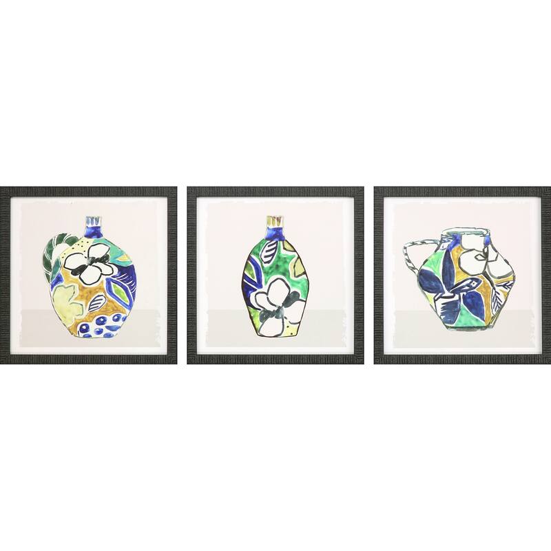 Picasso Vase S/3 Framed Art Giclee Under Glass - Blue - 18 X 18 X 2