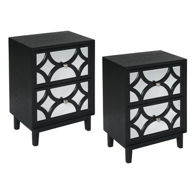 COZAYH 2-Pieces Contemporary Mirror Front 2-Drawer Nightstand