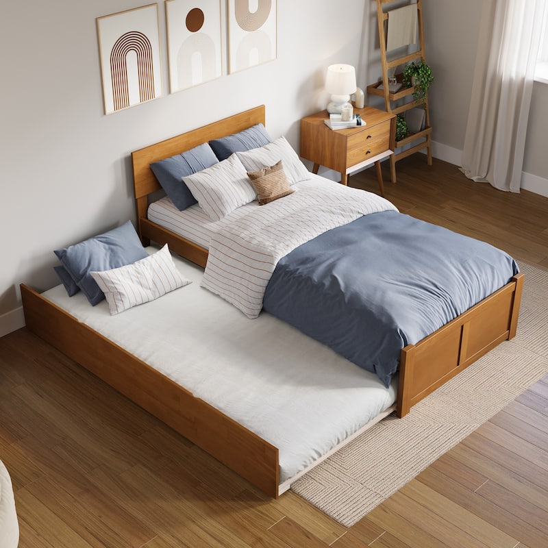 AFI Orlando Platform Bed with Footboard & Twin XL Trundle