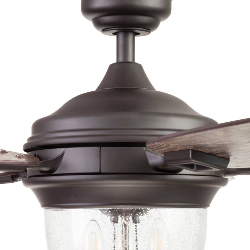 52" Honeywell Glencrest Espresso Indoor/Outdoor LED Ceiling Fan with Light, Pull Chain, ETL Damp Rated