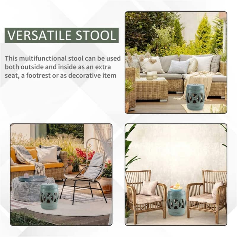 Multifunctional Garden Stool Bench for Patio, Deck, or Yard - 13.6" Dia x 17.3" H