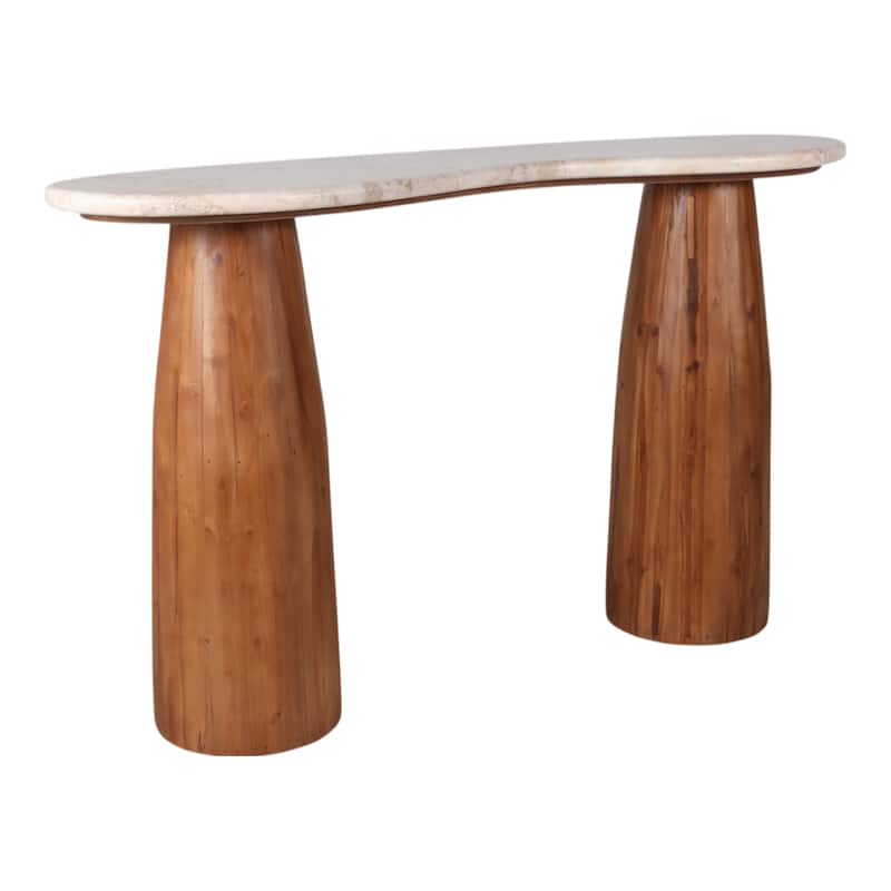 Marble Wood Console Table Decorative Base - 47" Ivory/Brown - 47.5" x 14" x 29"