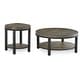 preview thumbnail 4 of 2, Canyon Solid Wood and Metal Round Coffee Table in Washed Grey - 19" x 40" x 40"