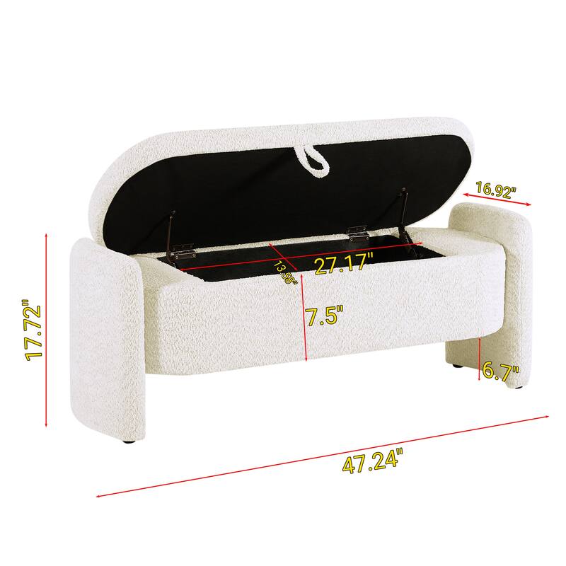 Modern Oval Storage Bench with Large Storage Space