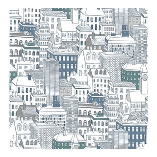 Brewster West Teal City Wallpaper - 20.5 x 396 x 0.025
