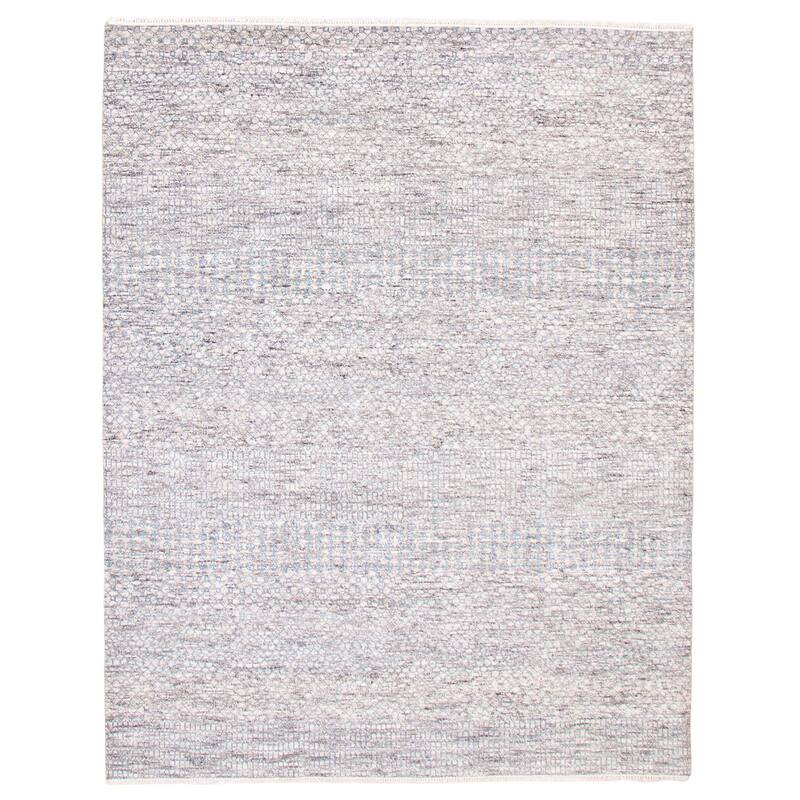 ECARPETGALLERY Hand-knotted Silk Shadow Grey Wool Rug - 8'0 x 10'1