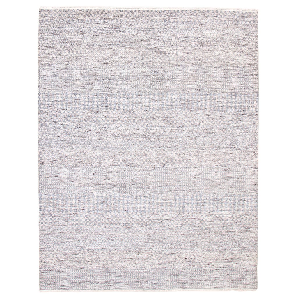 ECARPETGALLERY Hand-knotted Silk Shadow Grey Wool Rug - 8'0 x 10'1