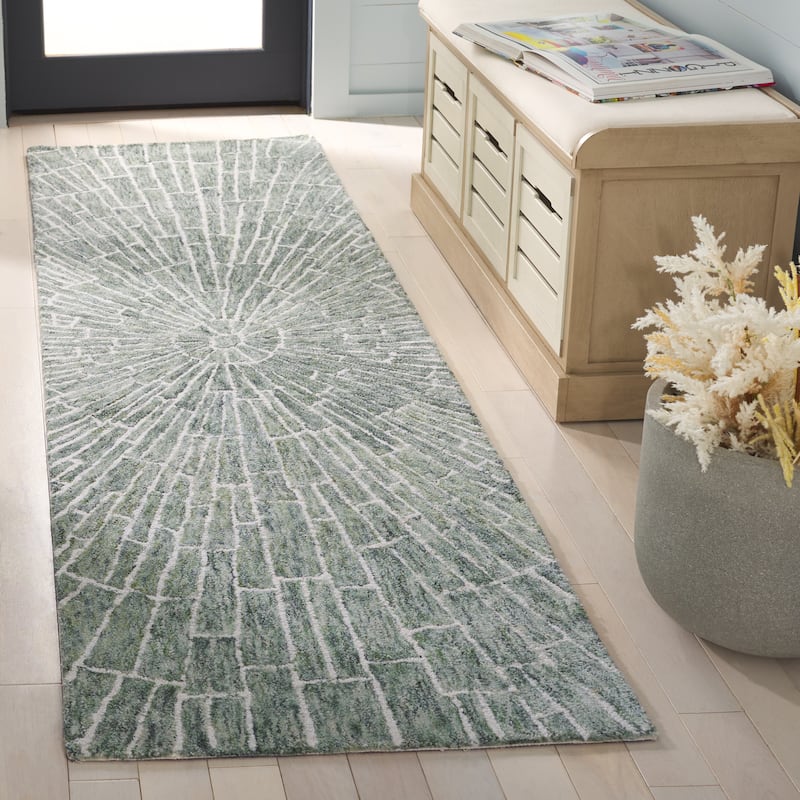 SAFAVIEH Handmade Marquee Bozdana Contemporary Wool Rug - 2'3" x 8' Runner - Green