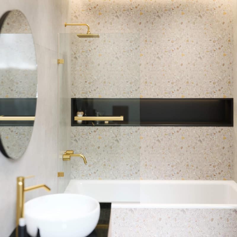Fine Fixtures Tub Door Pivot Frameless Tempered Glass
