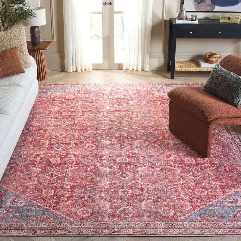 SAFAVIEH Vintage Pompea Serapi Machine Washable Slip Resistant Rug - 9' x 12' - Red/Blue