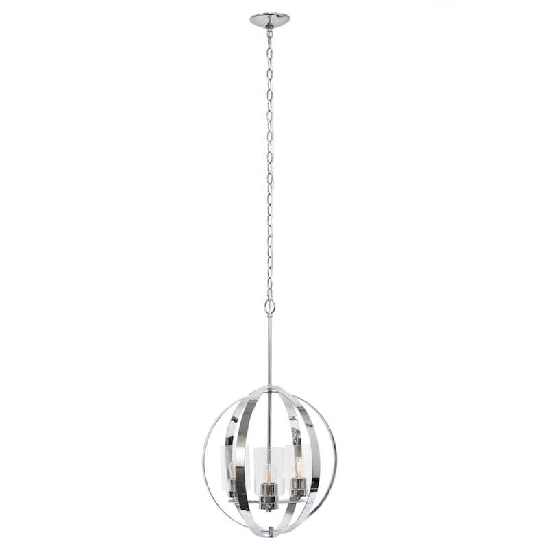 Modern Orb Pendant Light - 3-Light Adjustable Chrome & Glass - Kitchen, Foyer, Dining Room - 64