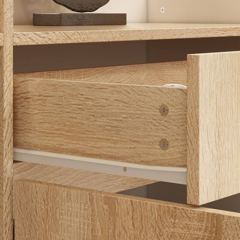 Modern Hotel Reception Desk - White + Oak with Keyboard Drawer