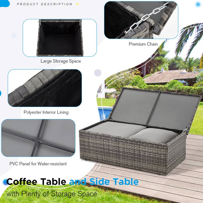 AECOJOY 7-Pieces Patio Sectional Sofa Outdoor Wicker Furniture Set