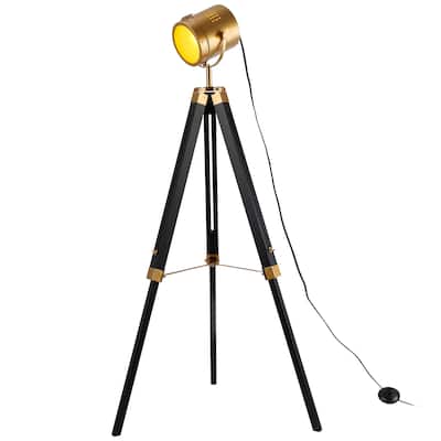 Modern industrial adjustable tripod floor lamp,vintage gold brass standing reading light floor lamp for living room