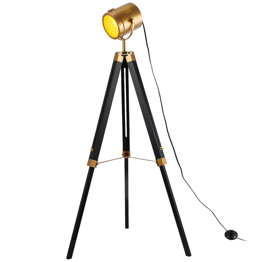 Modern industrial adjustable tripod floor lamp,vintage gold brass standing reading light floor lamp for living room