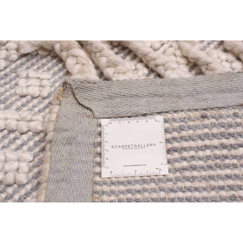 ECARPETGALLERY Braid weave Sienna Cream, Grey Wool Rug - 3'0 x 5'0