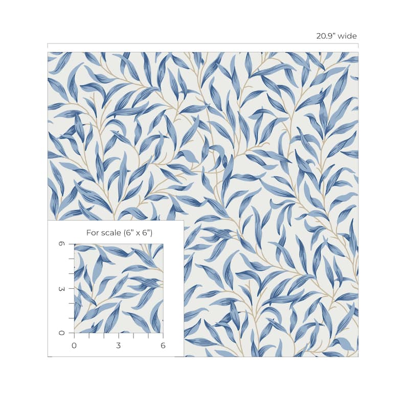 Seabrook Designs Willow Leaves Non-Woven Unpasted Wallpaper