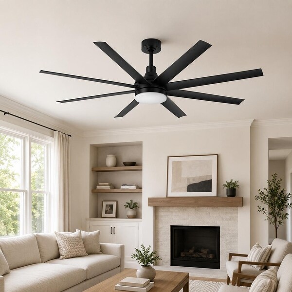72-in Gold Large Indoor Ceiling Fan with Light Remote (8-Blade