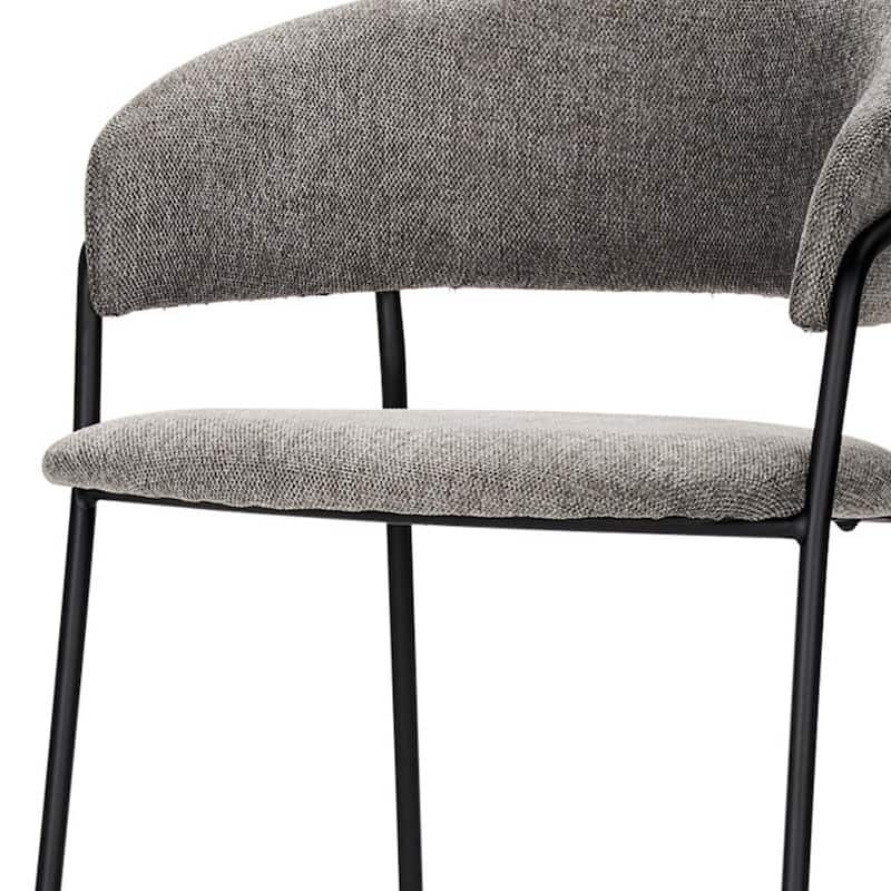 HomeRoots 30" Gray and Black Fabric and Metal Bar Height Bar Chair