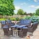 preview thumbnail 4 of 91, Outdoor Patio Furniture Set Brown Wicker Patio Conversation Seating Sets 12 Piece - Denim Blue
