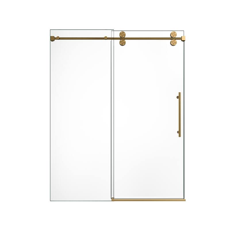 GDFStudio - Modern America Design Frameless Single Sliding Shower Door with 5/16" SGCC Tempered Glass & Stainless Steel Hardware