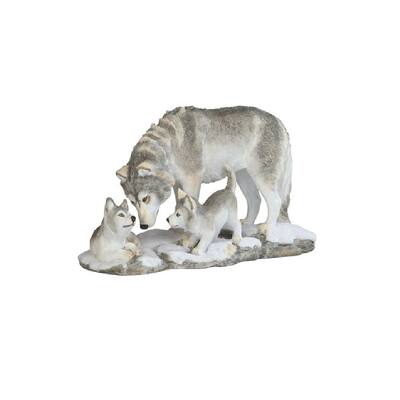 Q-Max 10"W Wolf with Cub Playing in Snow Figurine