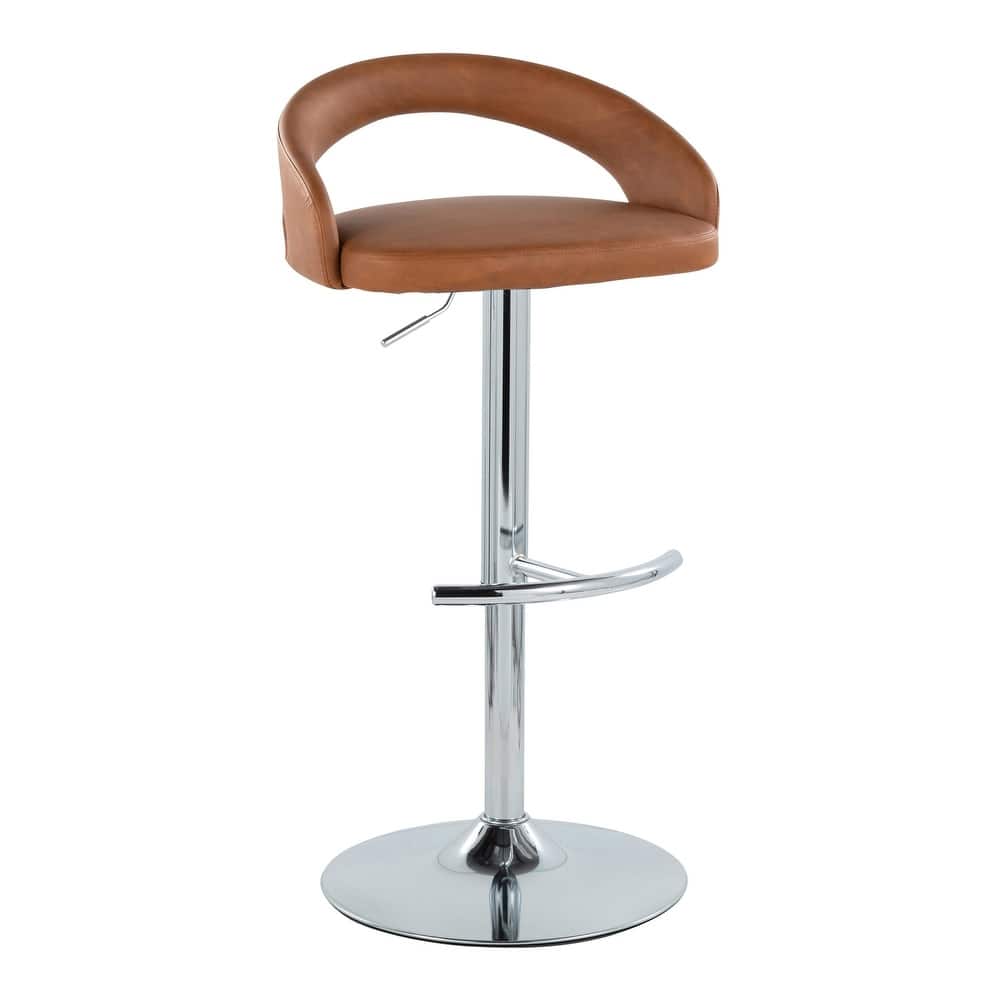 Grotto Upholstered Adjustable Barstool with Chrome Base
