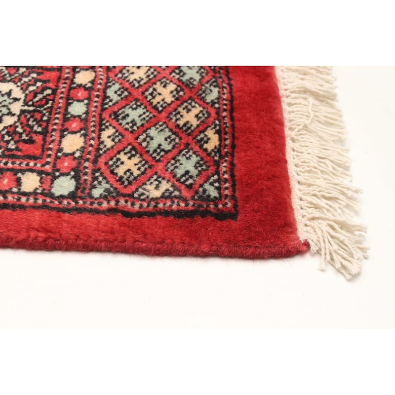 ECARPETGALLERY Hand-knotted Peshawar Bokhara Red Wool Rug - 3'1 x 4'10