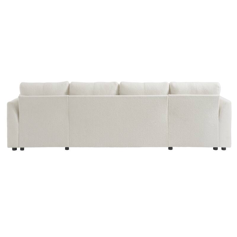 107" U-Shaped Sleeper Sectional Sofa with Storage & USB Ports - Modern Convertible Sofa Bed for Living Room
