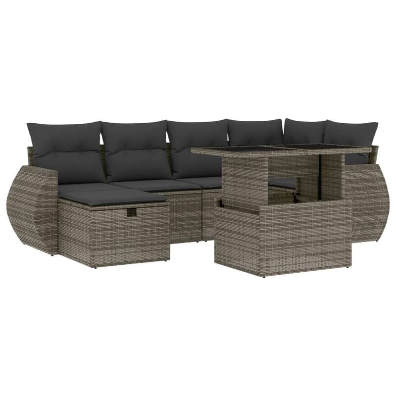 vidaXL Patio Sofa Set with Cushions Outdoor Furniture 7 Piece Poly Rattan