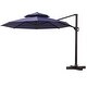 preview thumbnail 25 of 30, VredHom 11.5 Ft Round Cantilever Patio Umbrella with Cross Base Navy Blue