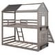 preview thumbnail 5 of 7, Twin Over Twin Bunk Bed with Roof, Window, Slide, and Ladder