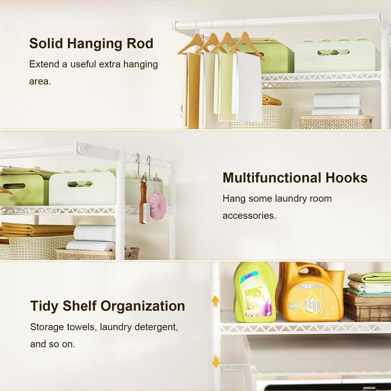 Over Washer and Dryer Shelves - 19.7"D x 33.9"W x 77.6"H